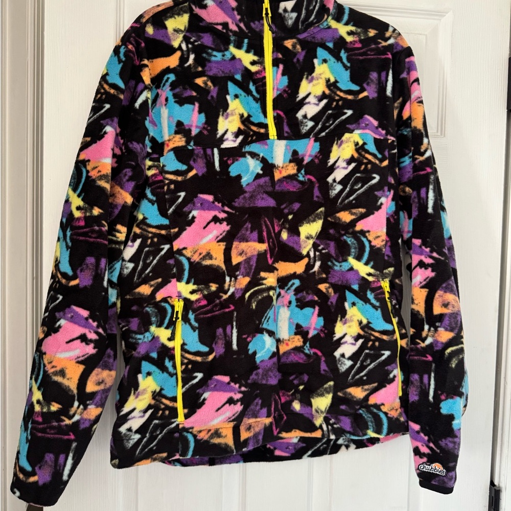 CHUBBIES 1/4 zip geometric neon fleece Colorful Abstract Fleece Jacket